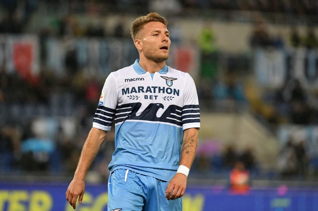 Immobile con la maglia della Lazio