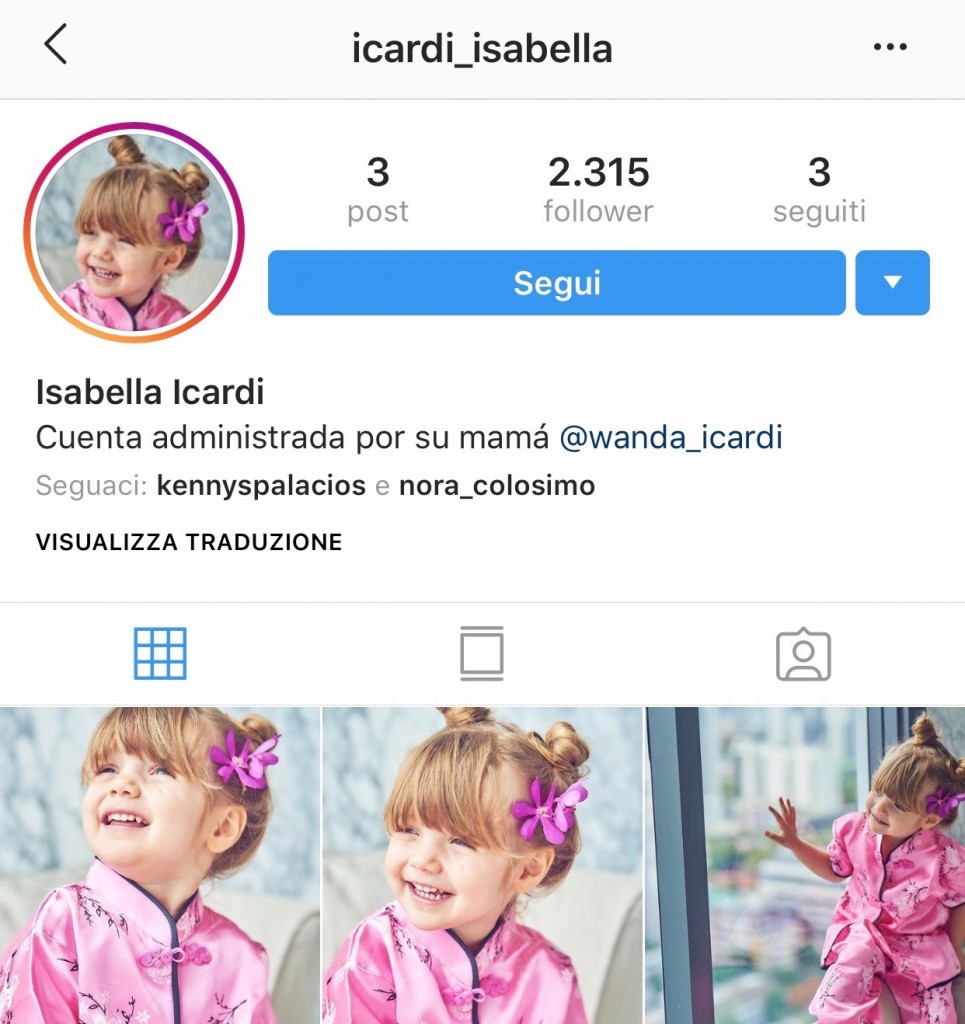 Il profilo Instagram di Isabella Icardi