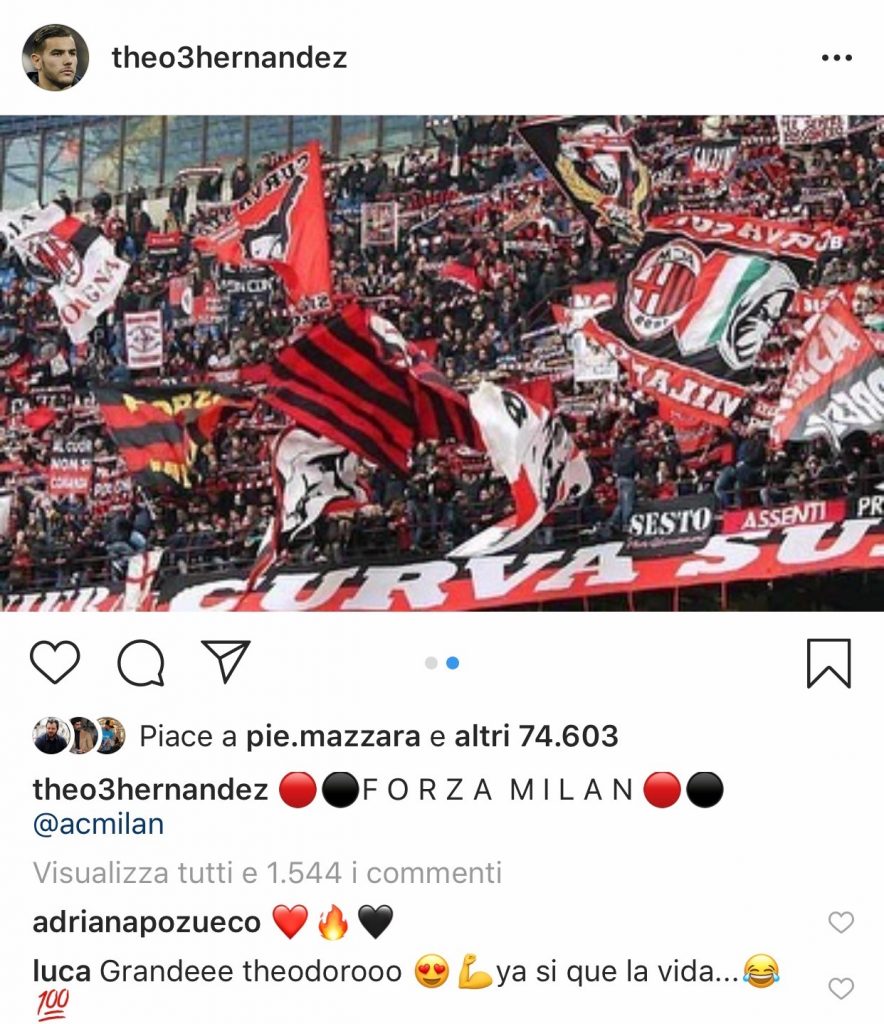 Theo Hernandez su IG
