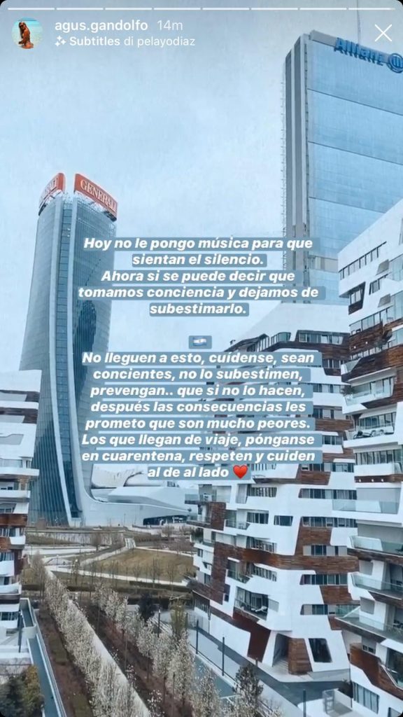 Agus messaggio Coronavirus