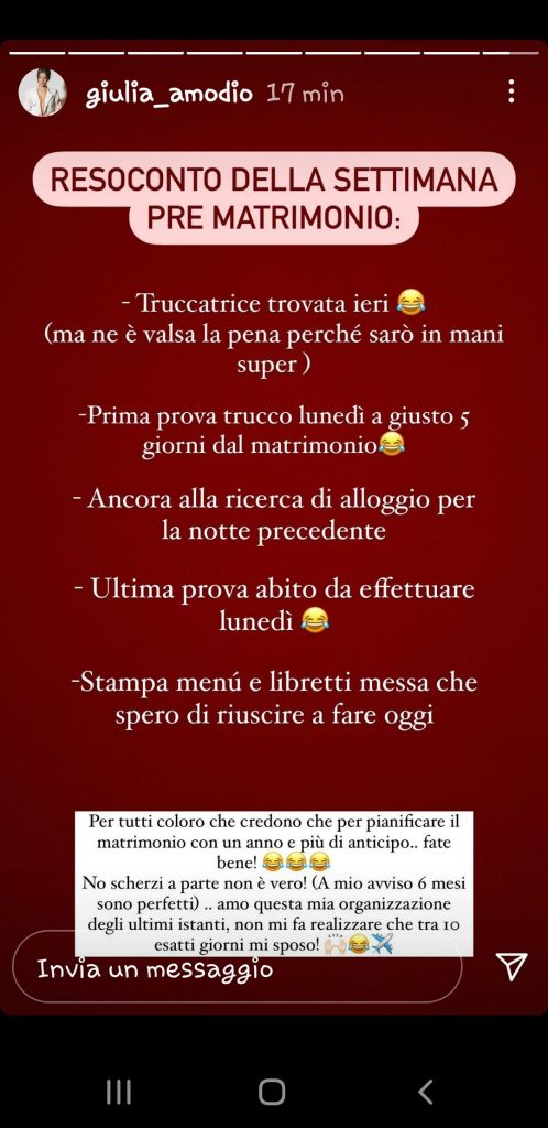 giulia amodio dieci giorni nozze