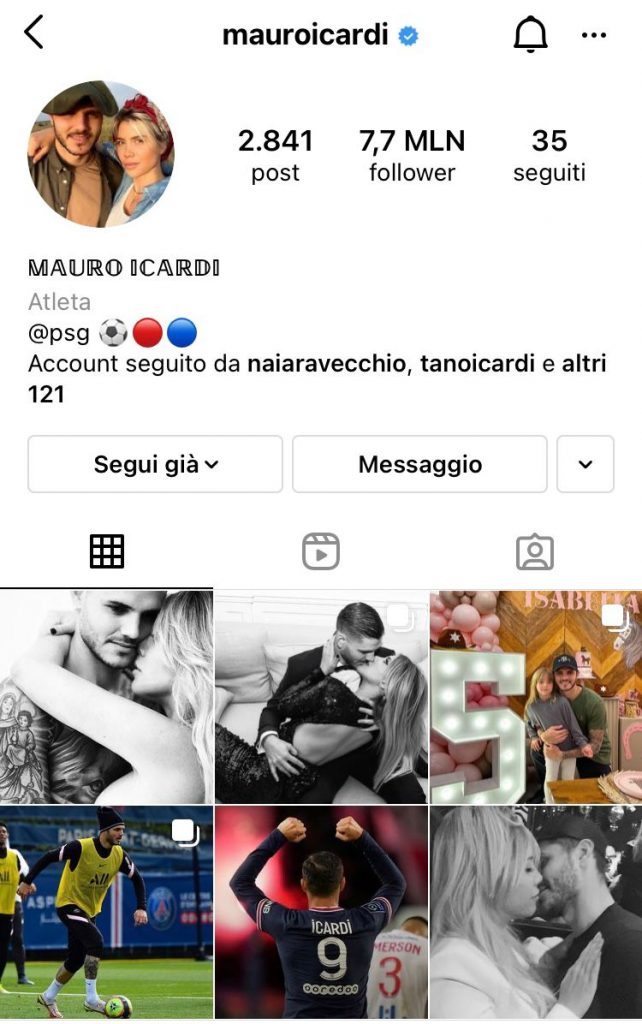 icardi torna sui social