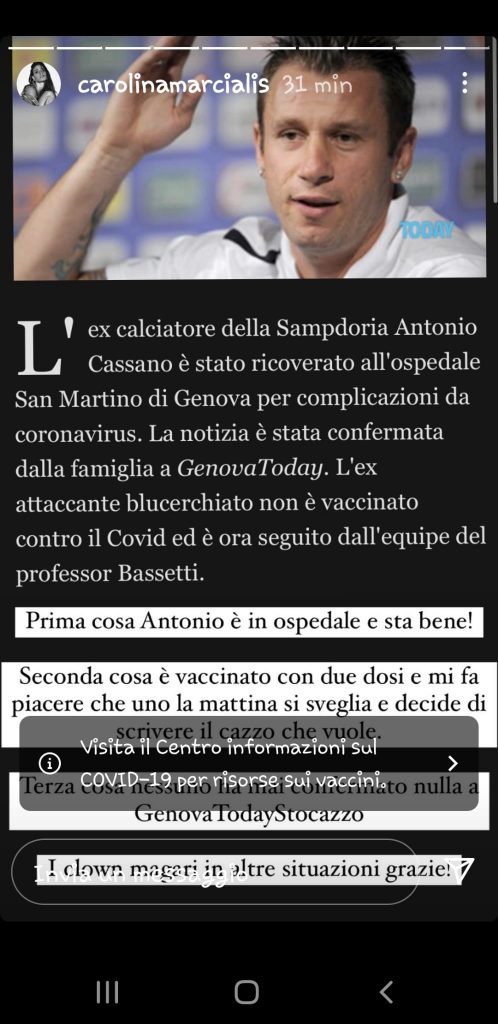 cassano covid carolina marcialis