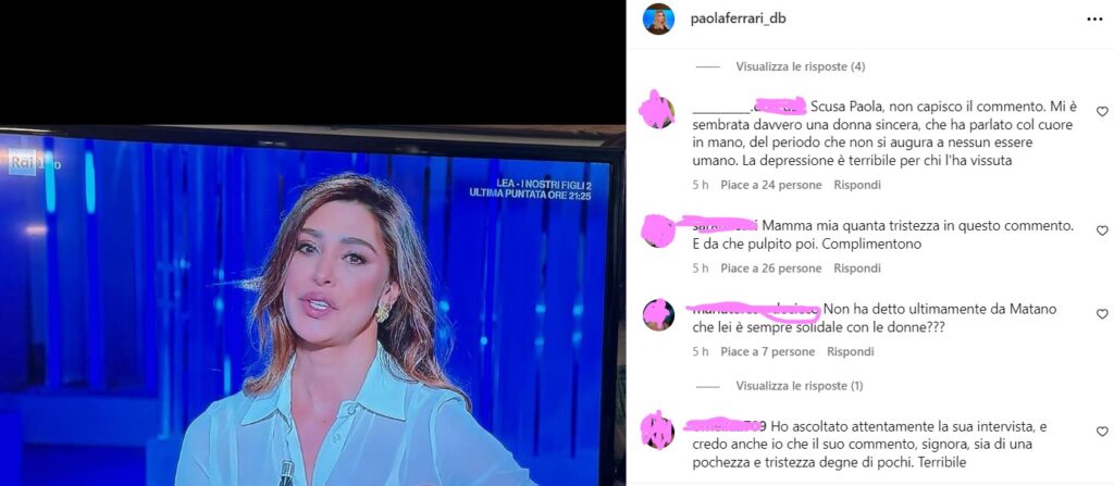paola ferrari post belen commenti
