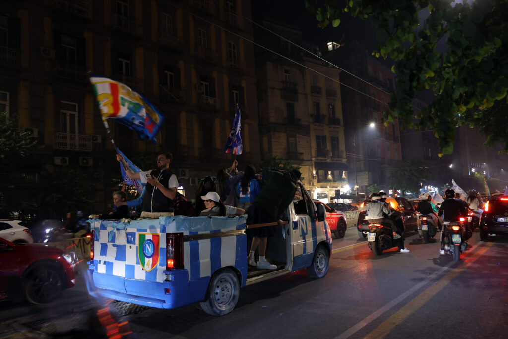 SSC Napoli Napoli Fans Celebrate Winning Serie A